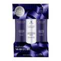 Alterna Caviar Anti-Aging Replenishing Moisture set with shampoo, conditioner, and styling balm in purple and white packaging