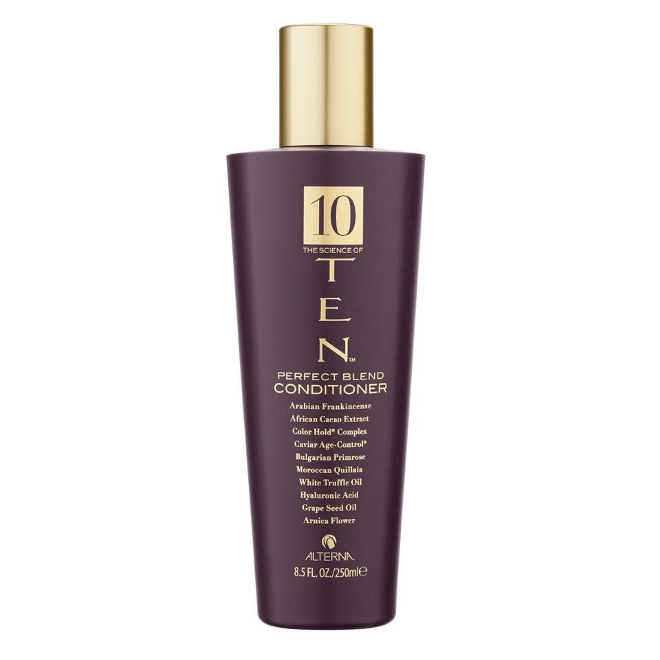 Alterna The Science of Ten Perfect Blend Conditioner bottle in deep violet and gold packaging.
