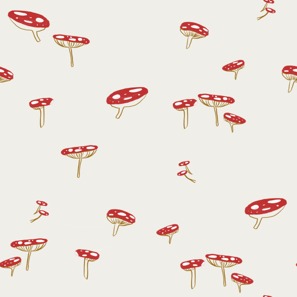 Amanita Floral Removable Wallpaper in White and Red