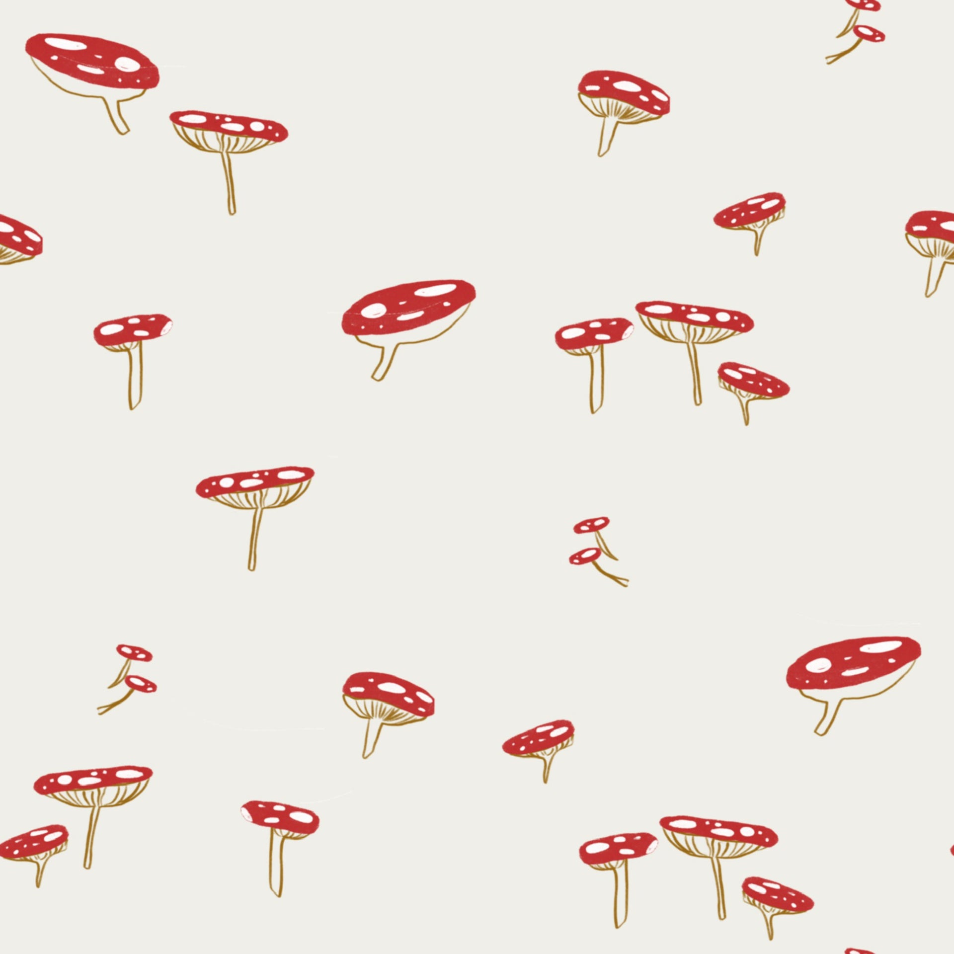 Amanita Floral Removable Wallpaper in White and Red