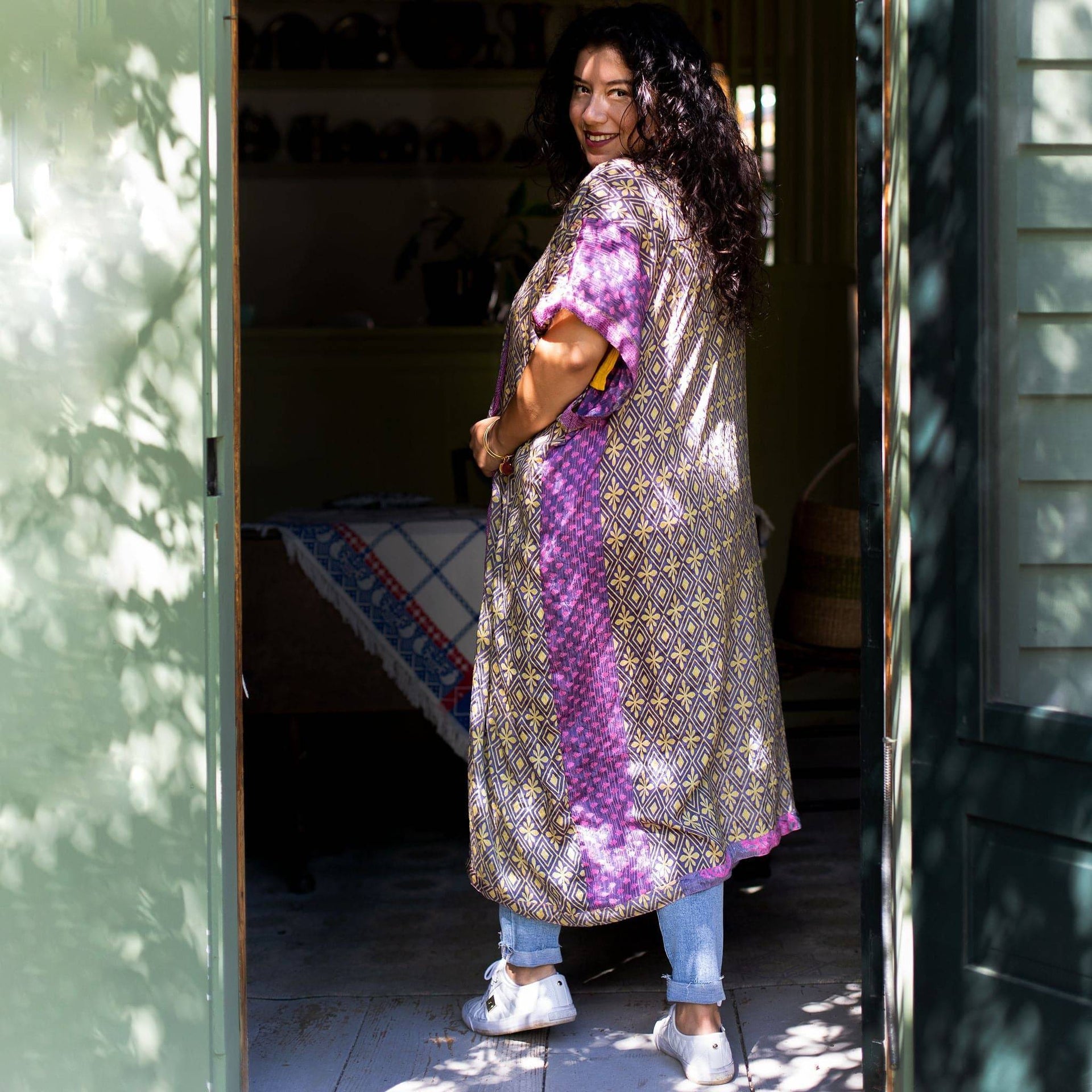 Amara Long Sari Duster Lightweight Layering Piece