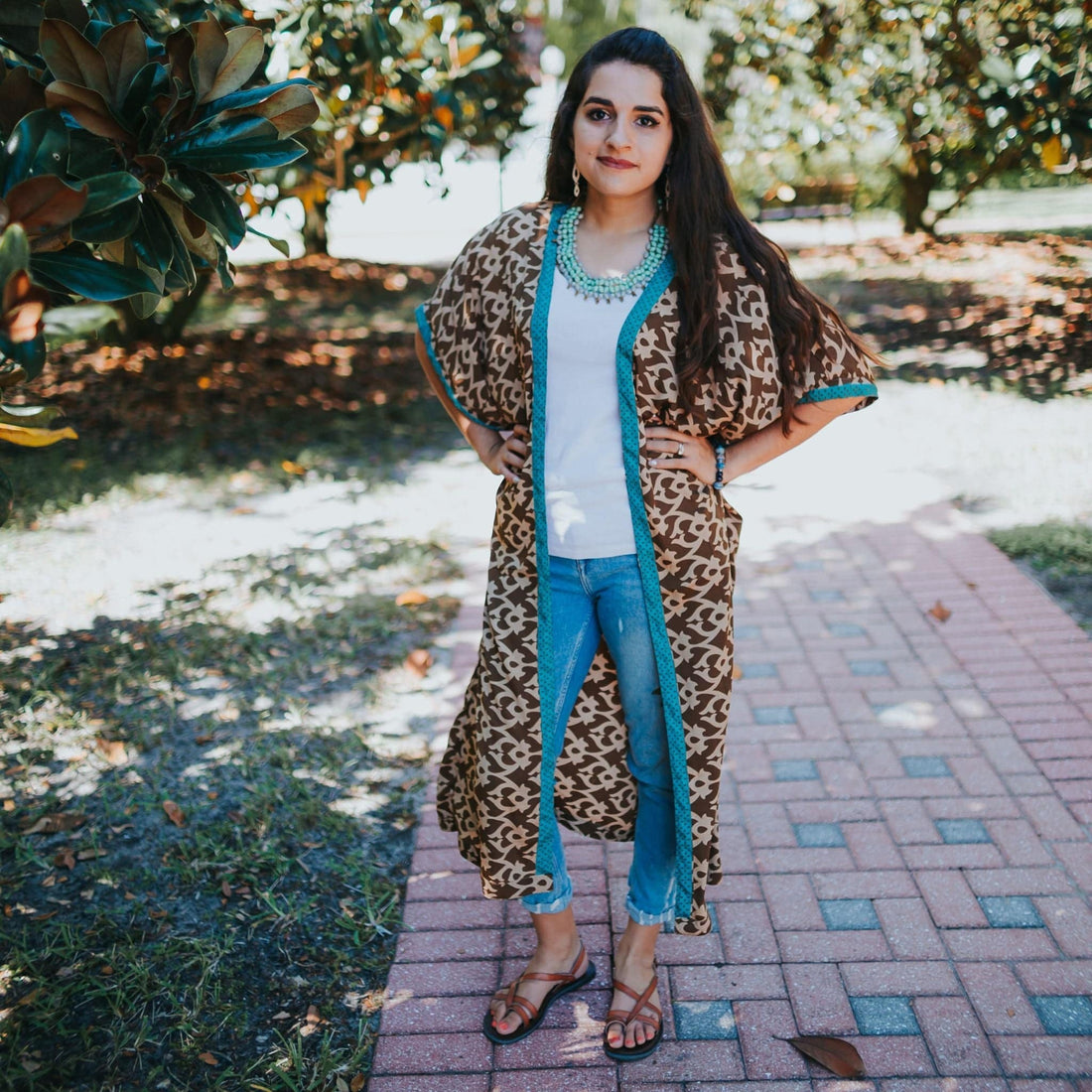 Amara Long Sari Duster Lightweight Layering Piece