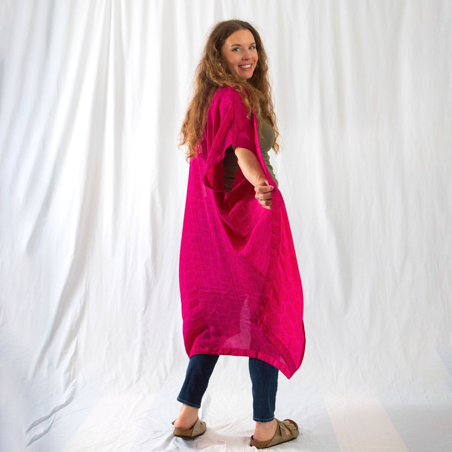 Amara Long Sari Duster Lightweight Layering Piece