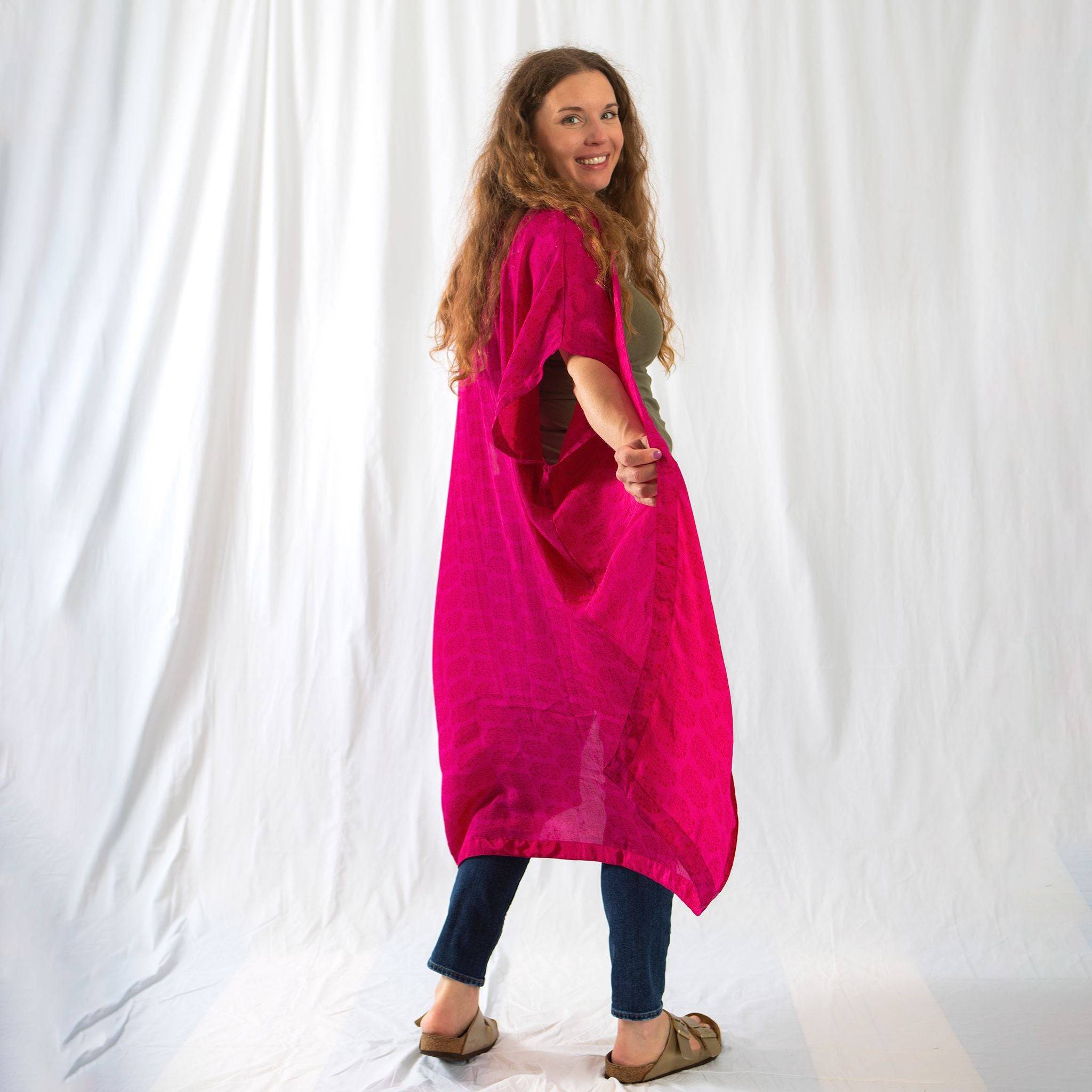 Amara Long Sari Duster Lightweight Layering Piece