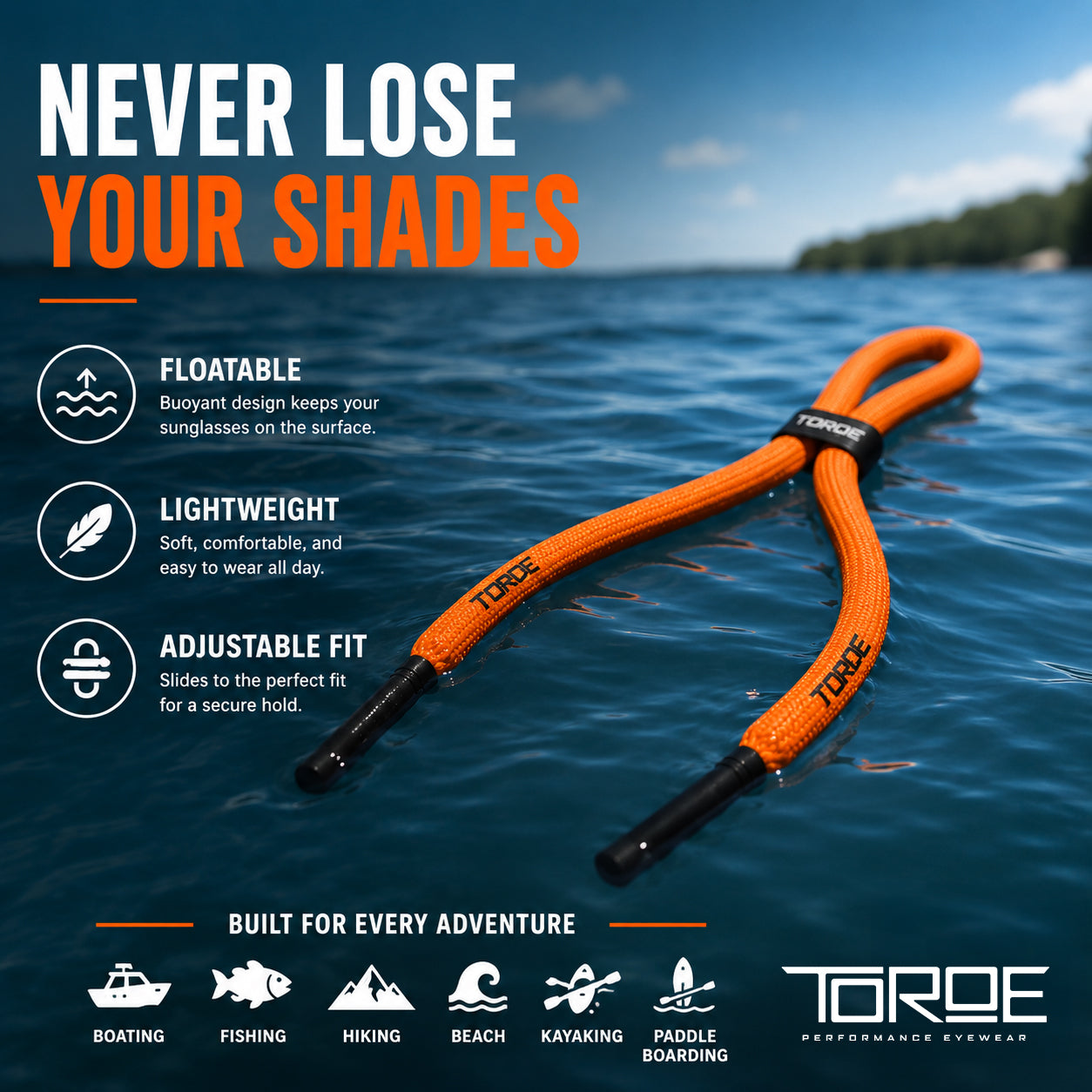 Floating Sunglass Neck Cord – Universal Fit Adjustable Eyewear Strap