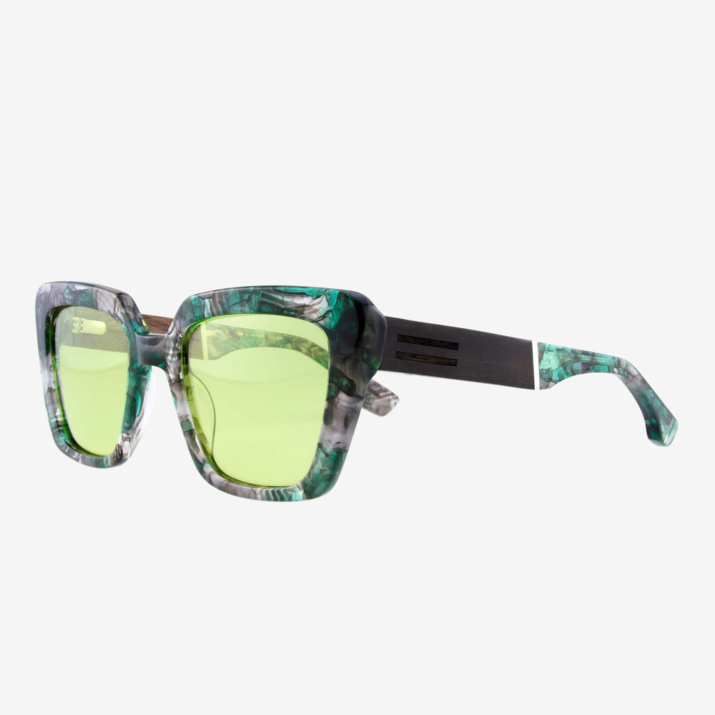 Amelia Oversized Cat-Eye Sunglasses with Wood and Acetate Frame