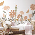 Amelia Floral Removable Wallpaper in Terracotta and Sage Green