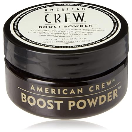 American Crew Boost Powder for men in a compact container for hair volume and matte finish.