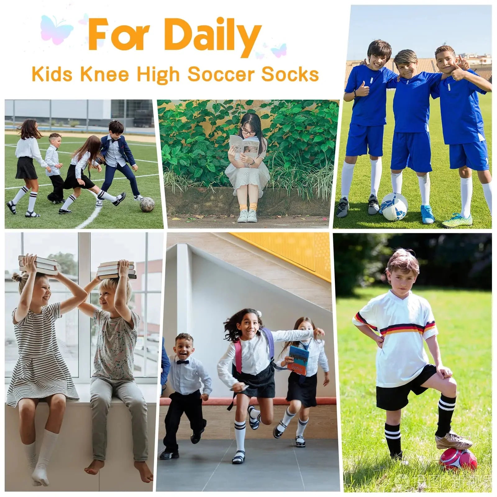 American Trends Kids Toddler Soccer Socks Knee High Tube long Socks Three Stripes Uniform Socks for Boys Girls 1-9 years 1-3T 1 Pack Navy Blue White