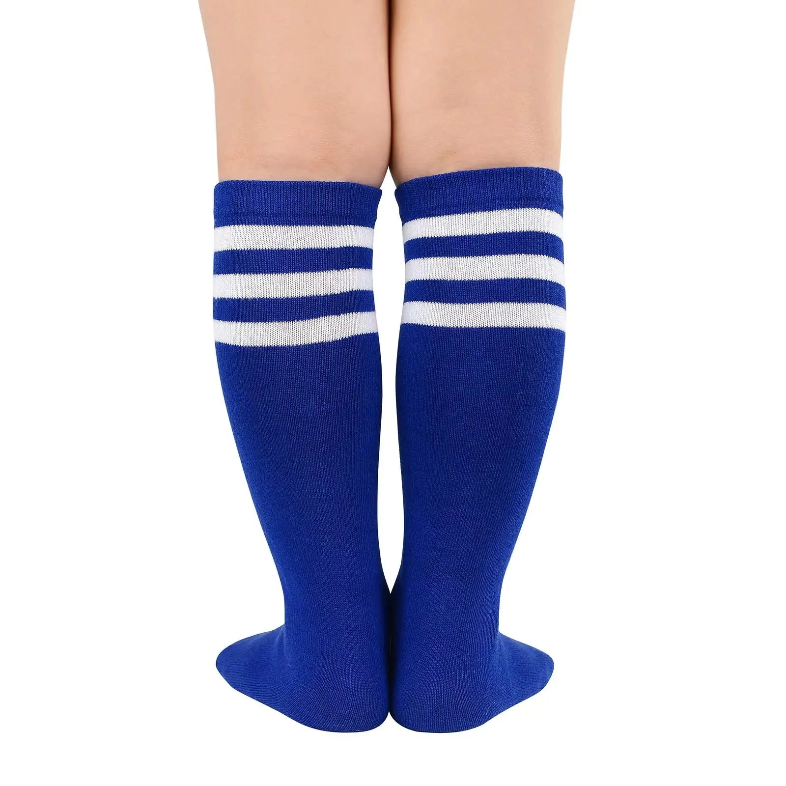 American Trends Kids Toddler Soccer Socks Knee High Tube long Socks Three Stripes Uniform Socks for Boys Girls 1-9 years 1-3T 1 Pack Navy Blue White