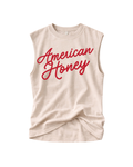 A soft cotton muscle tank in beige featuring a relaxed vintage-inspired cut.