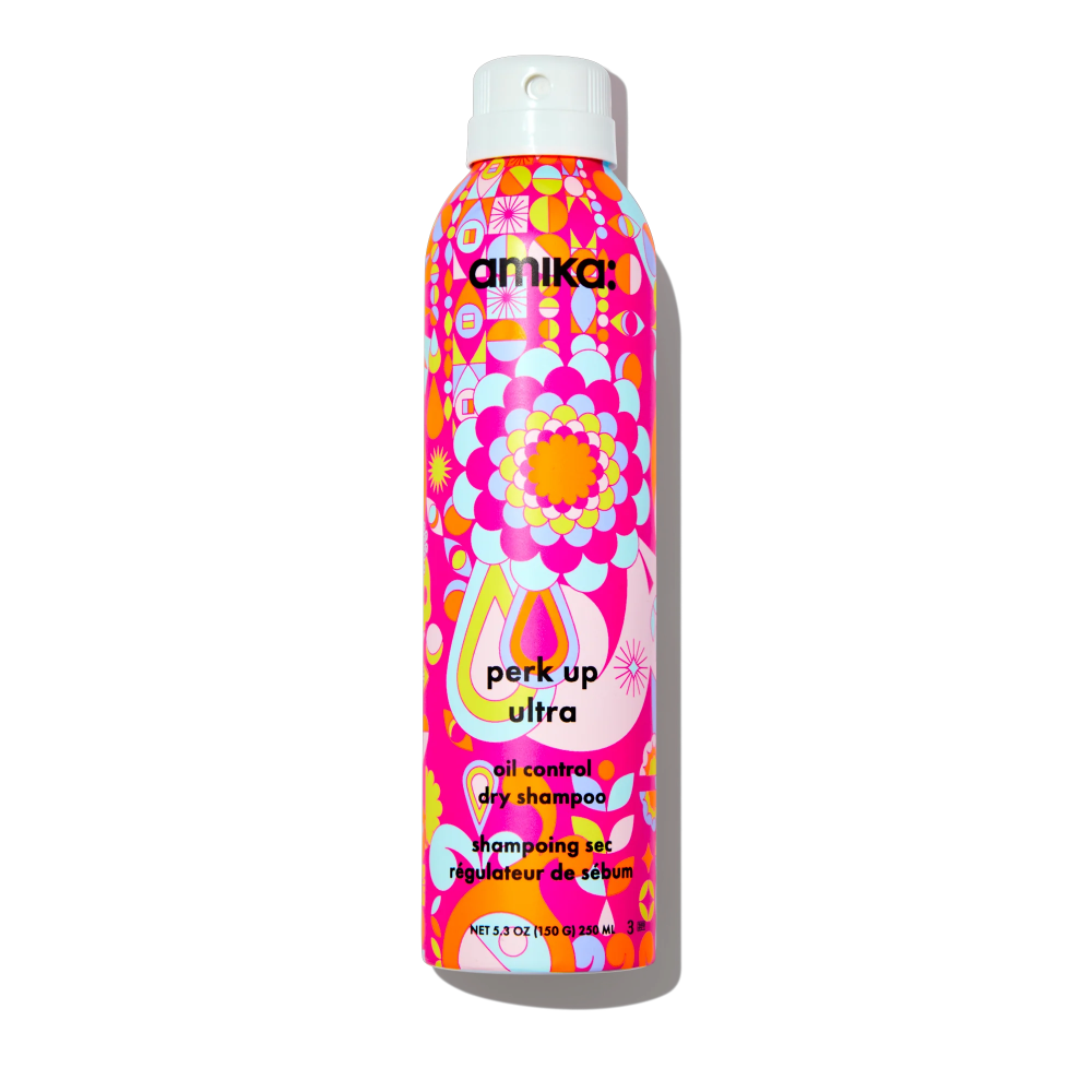 Amika Perk Up Ultra Oil Control Dry Shampoo bottle for oily scalp treatment