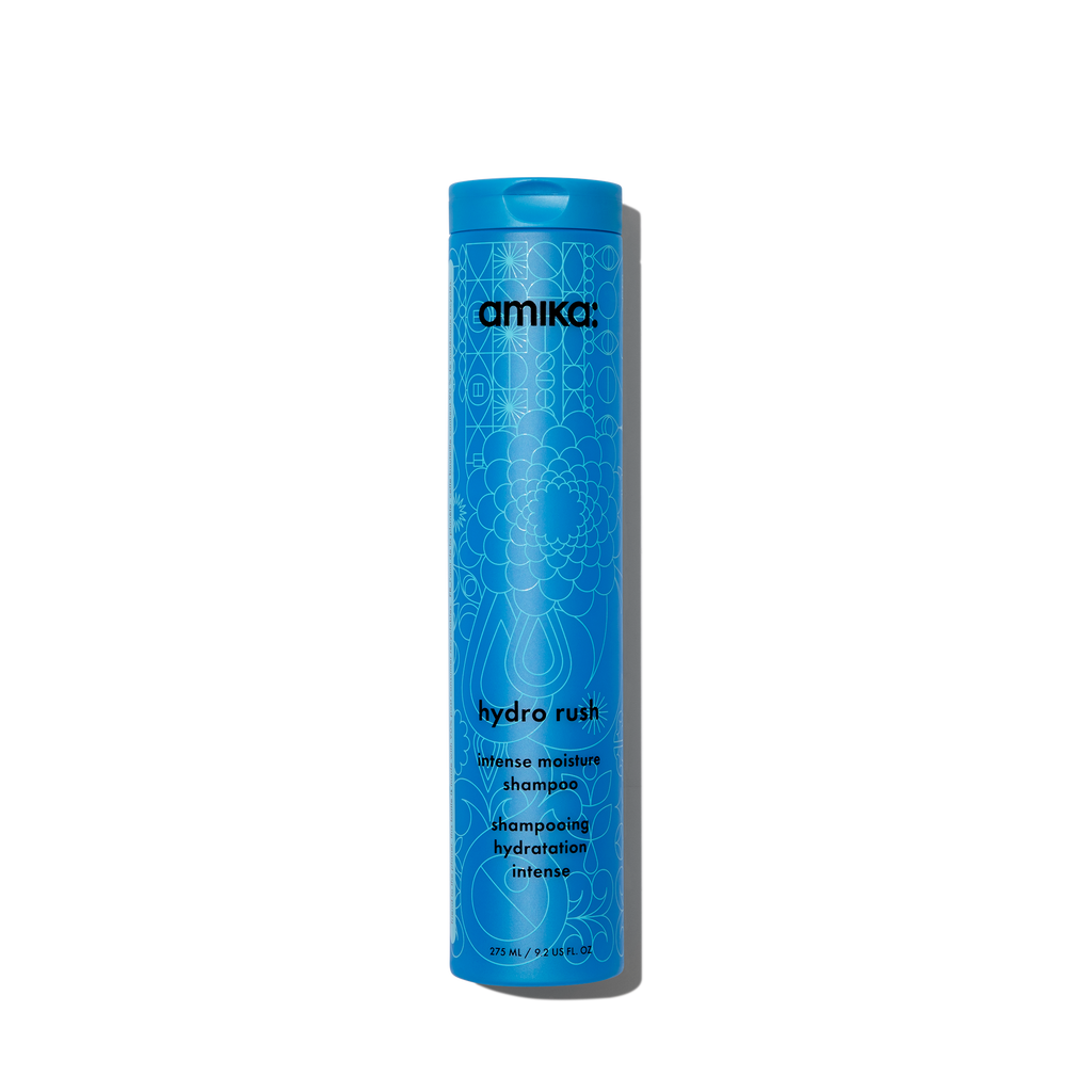 Amika Hydro Rush Intense Moisture Shampoo blue bottle 9.2 oz
