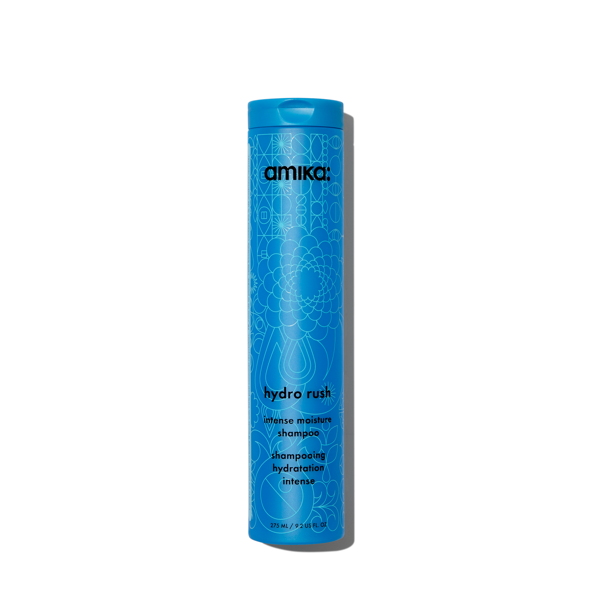 Amika Hydro Rush Intense Moisture Shampoo blue bottle 9.2 oz