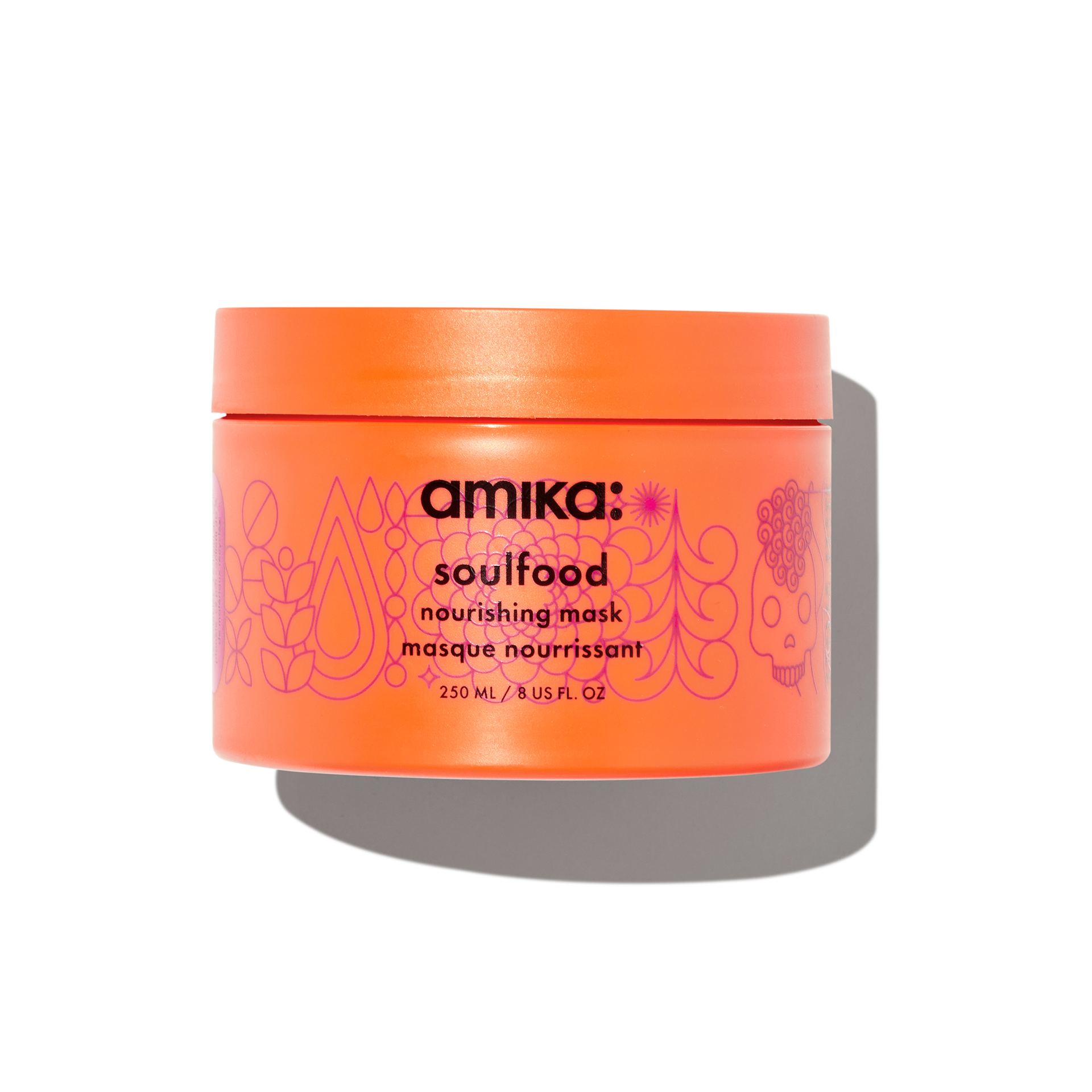 Amika Soulfood Nourishing Hair Mask orange and pink jar 8oz