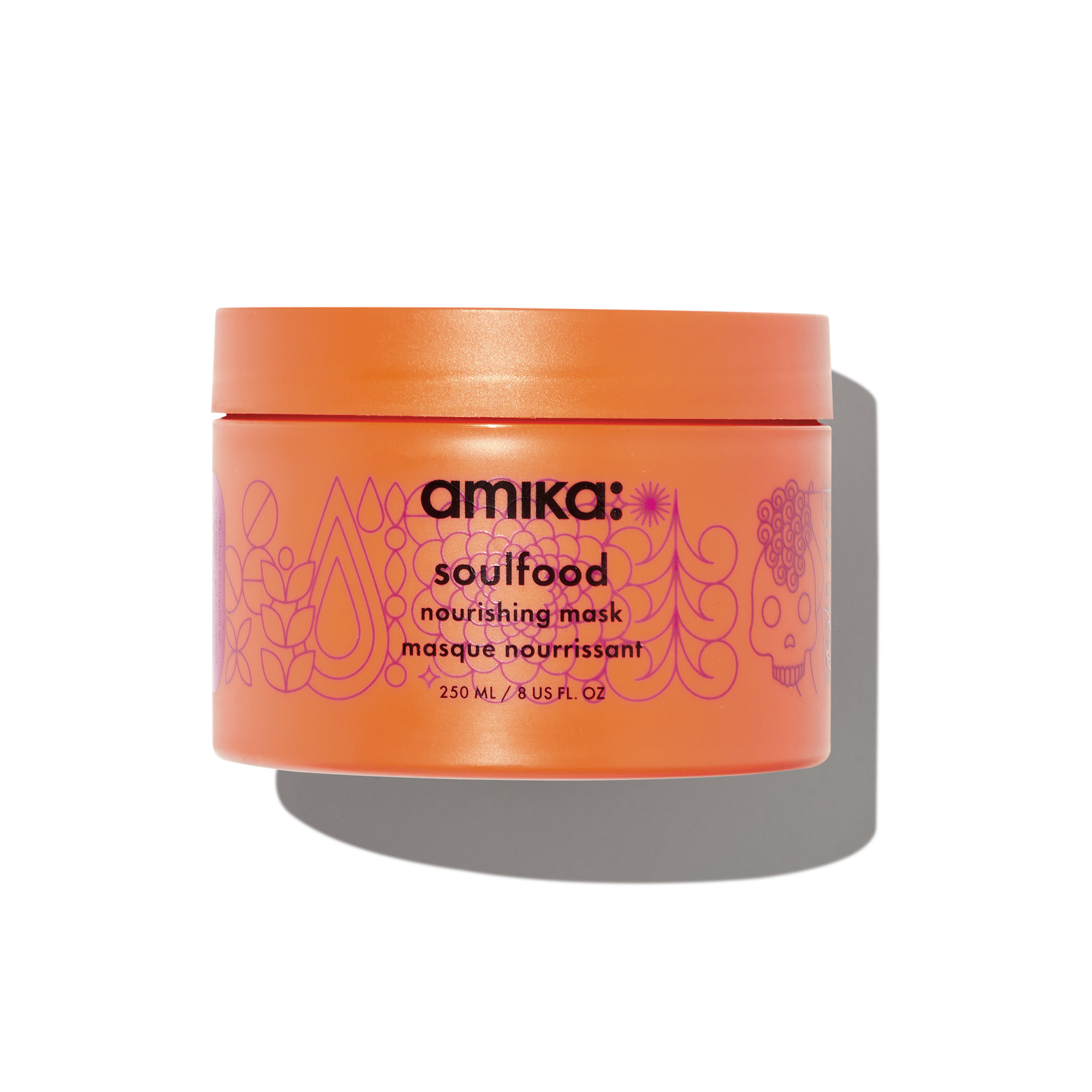 Amika Soulfood Nourishing Hair Mask orange and pink jar 8oz