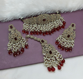 Sophisticated maroon alloy choker necklace set with a rich finish for a luxurious look.