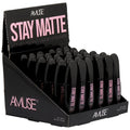 Amuse long-lasting matte black liquid eyeliner in a sleek black and pink tube