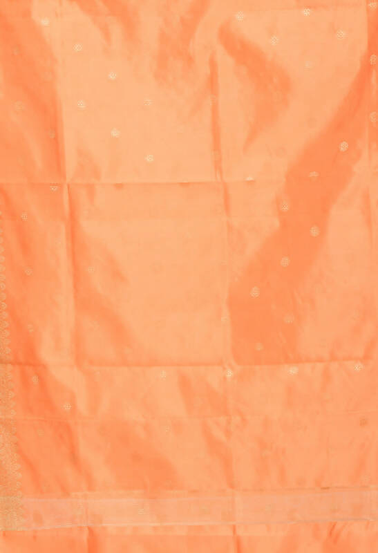 Peach Banarsi Silk Dupatta with Geometric Woven Design