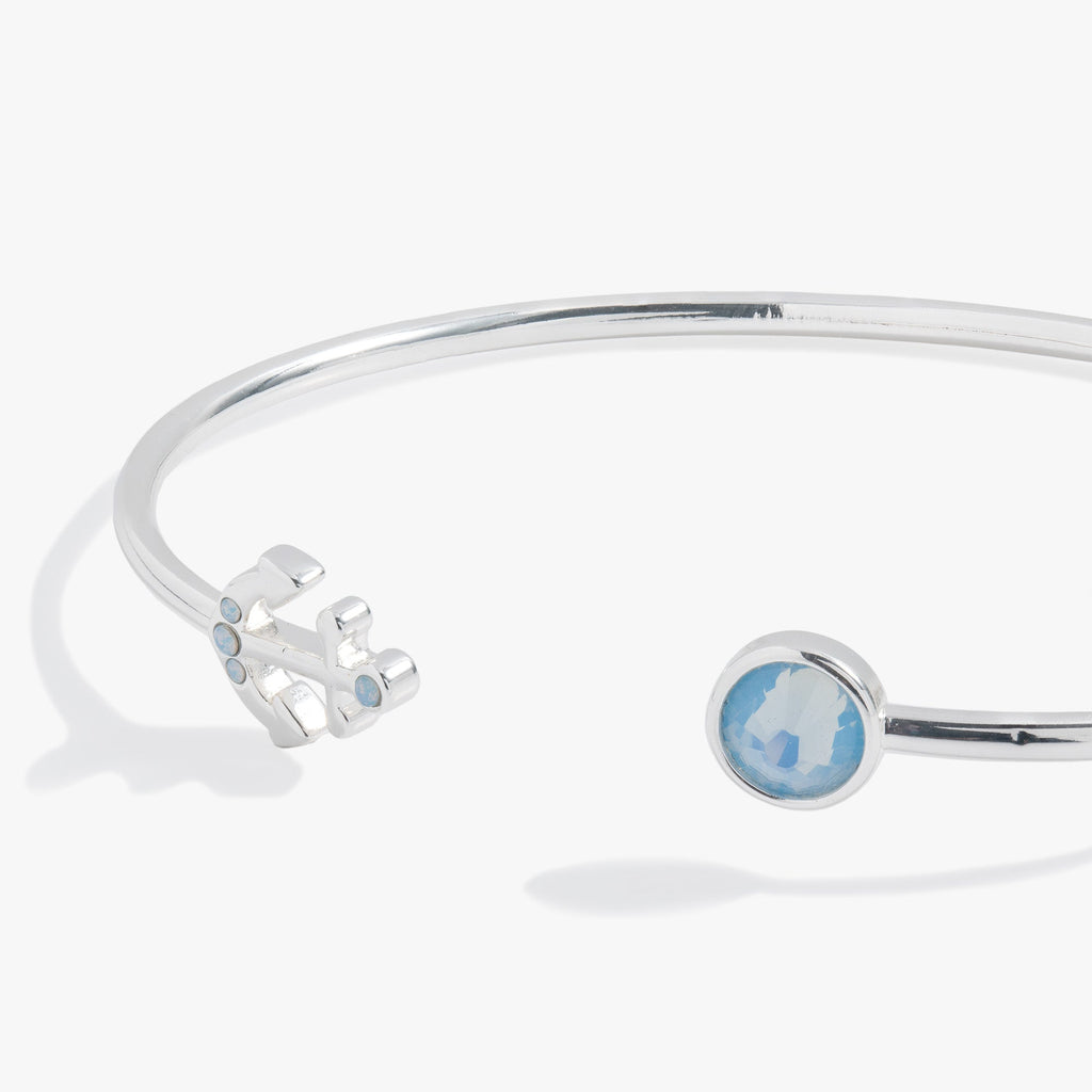 Anchor Flex Cuff Bracelet with Air Blue Opal and Crystal Accents