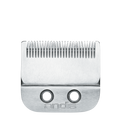 Close up of a metallic silver carbon-steel replacement fade blade for cordless hair clippers.