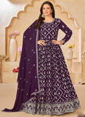 Vegaa Fashion Designer Purple Faux Georgette Embroidery Anarkali Suit