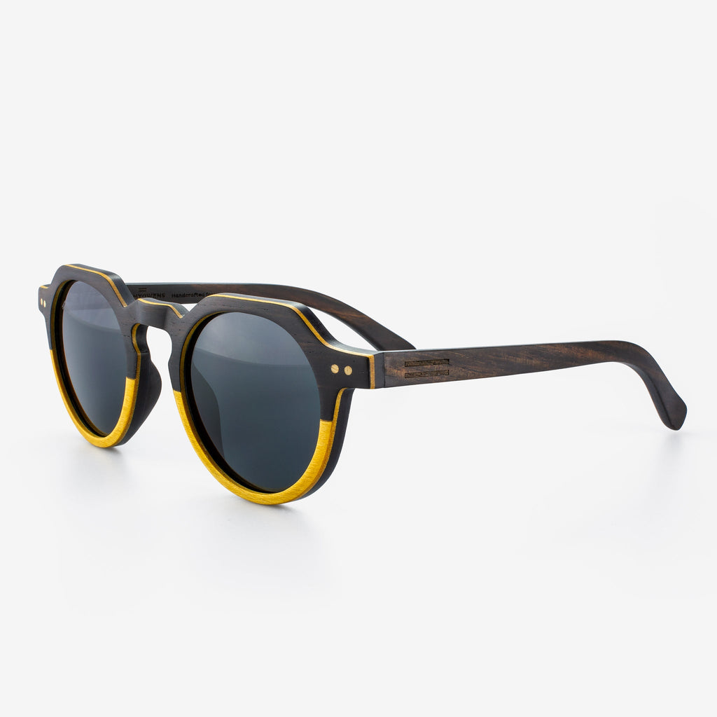 Anna Maria Round Sunglasses in Wood and Carbon Fiber