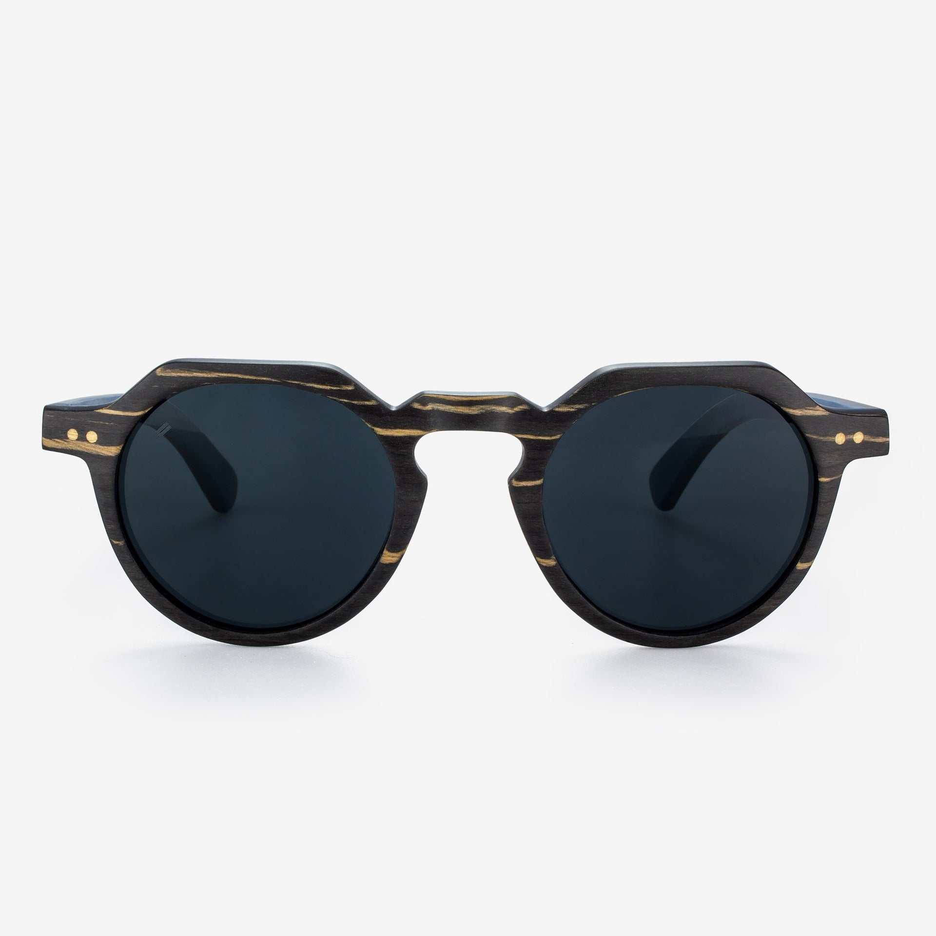Anna Maria Round Sunglasses in Wood and Carbon Fiber