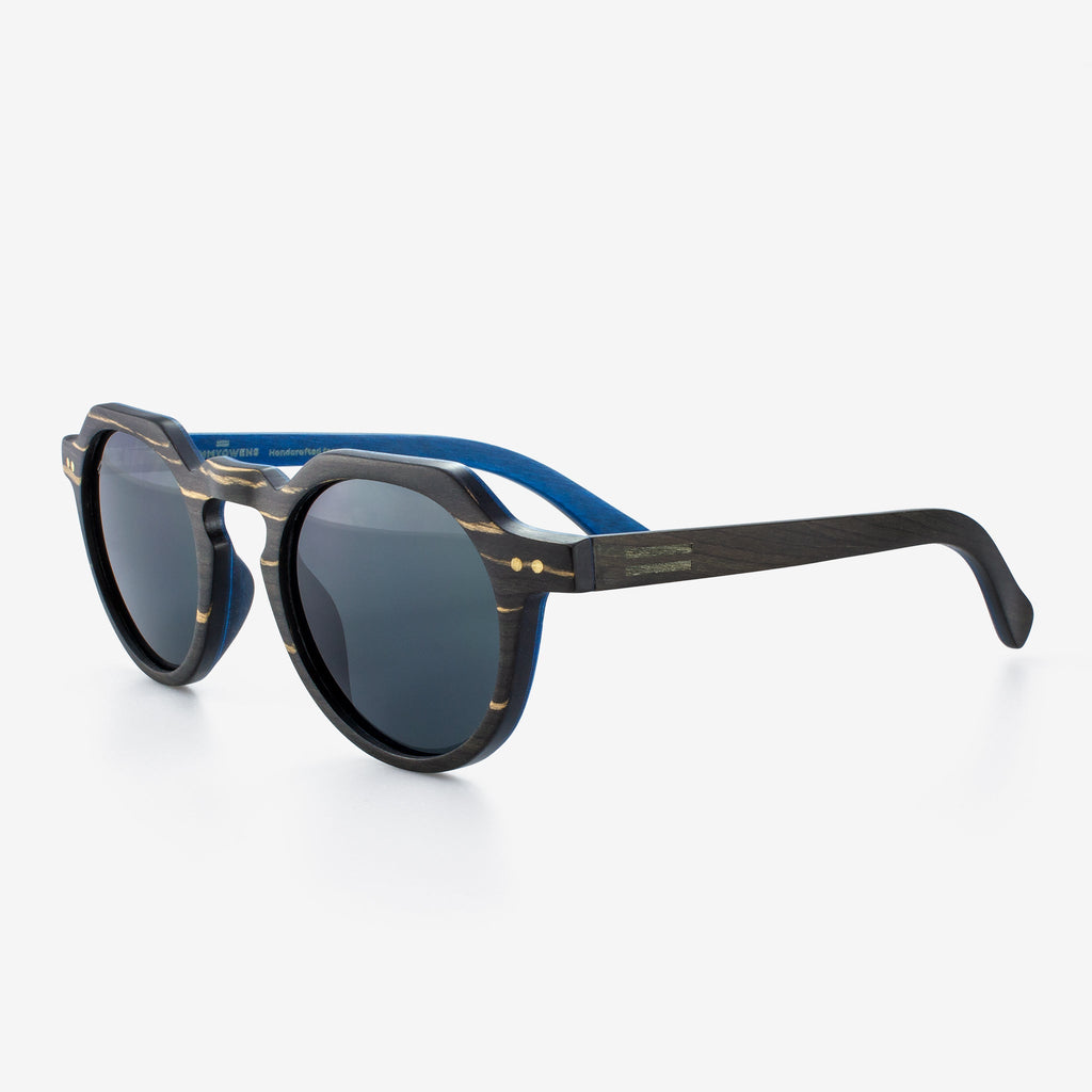 Anna Maria Round Sunglasses in Wood and Carbon Fiber