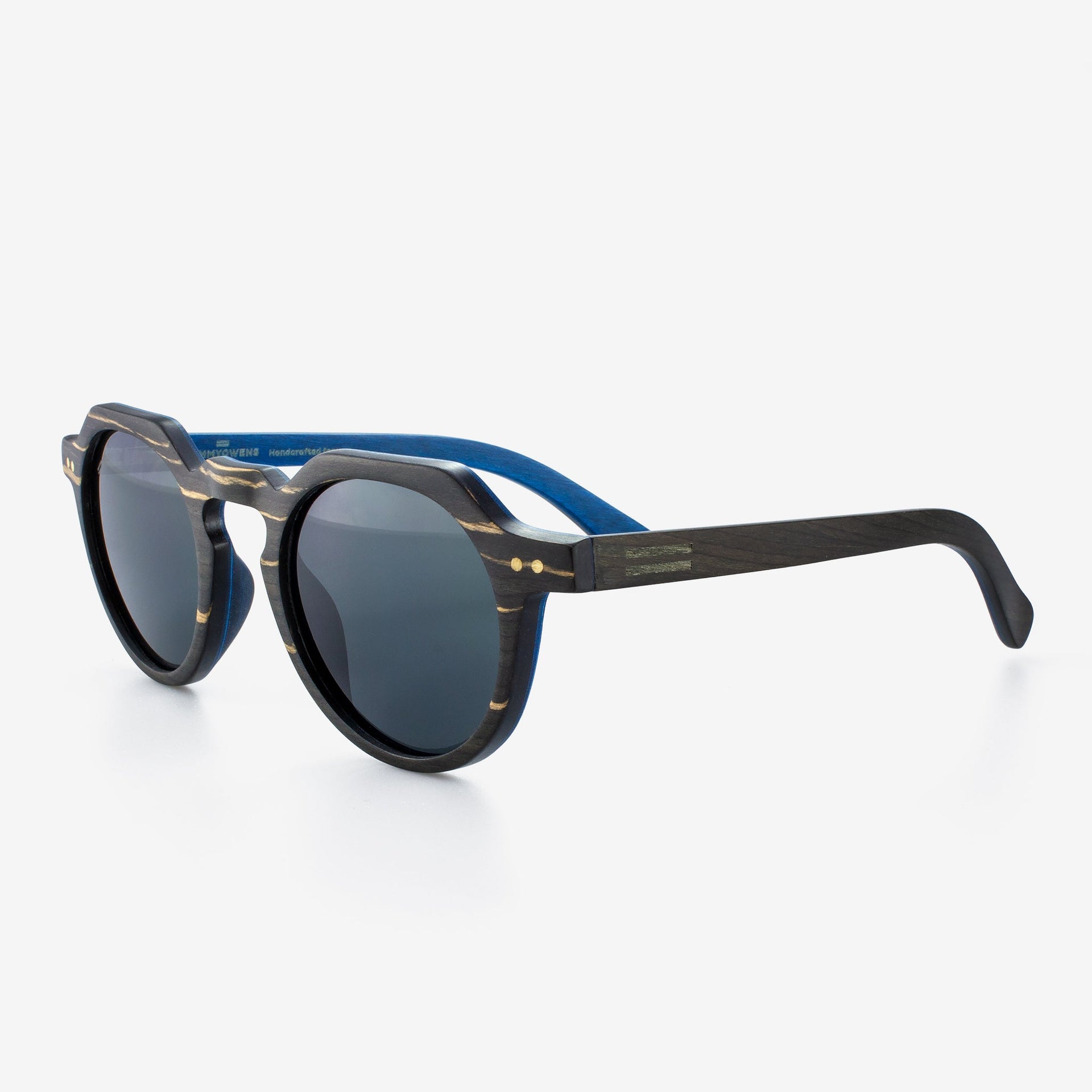 Anna Maria Round Sunglasses in Wood and Carbon Fiber