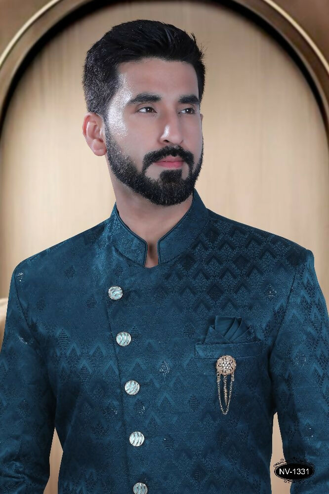 Boys Blue Self-Design TR Kurta and Pyjama Set for Festive Wear