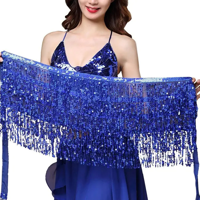 Four-Layer Fringed Waist Scarf for Belly Dance Costume
