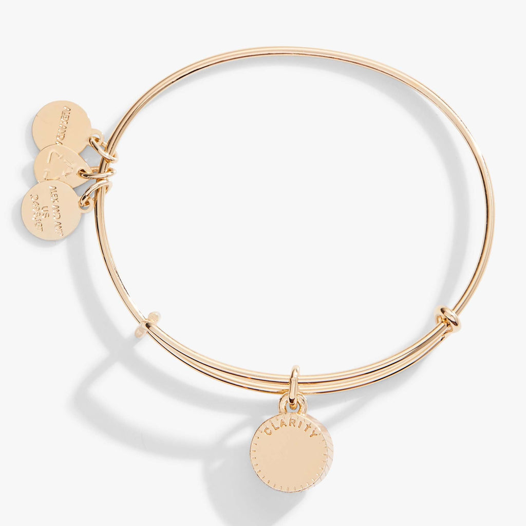April Clear Crystal Birthstone Silver Tone Charm Bangle