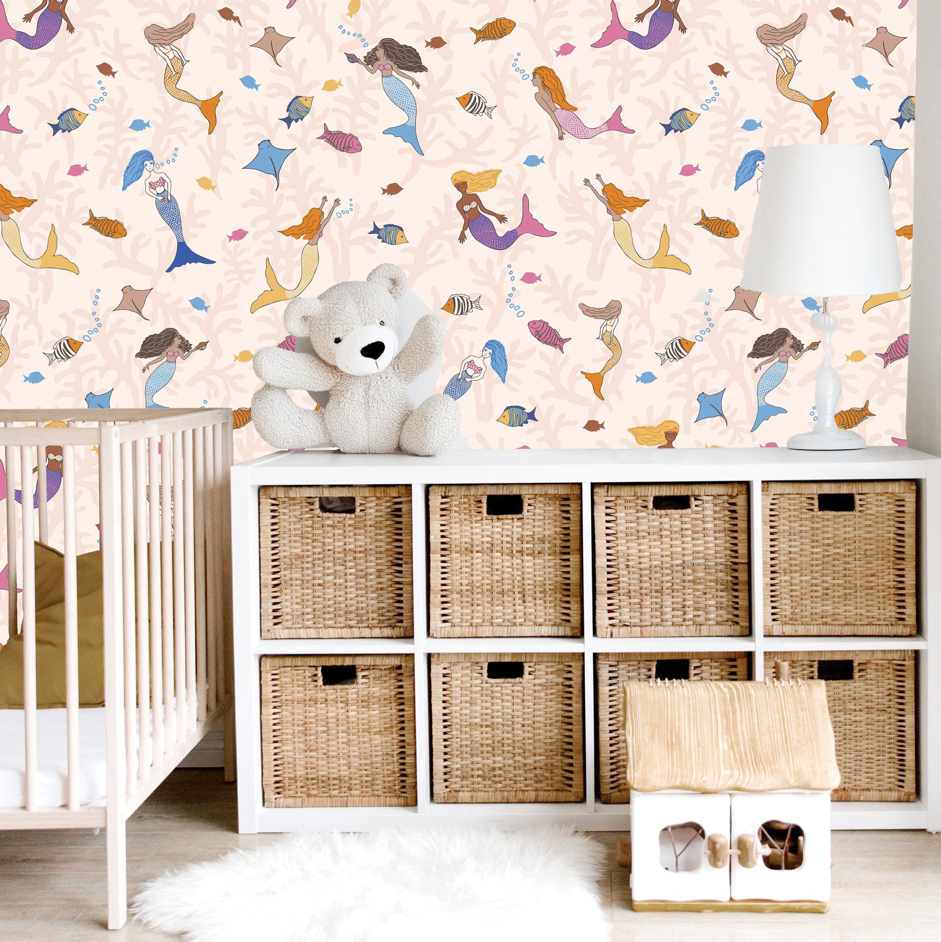 Aqua Wallpaper by Jun Shu Create featuring a decorative pattern on a wall