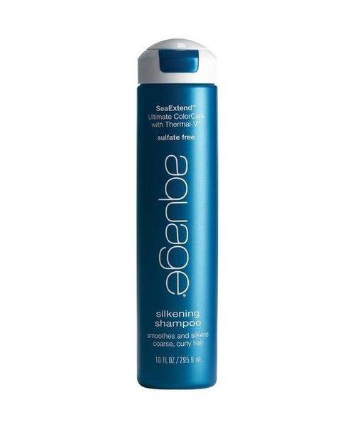 Bottle of Aquage Sea Extend Silkening Shampoo for frizzy and curly hair