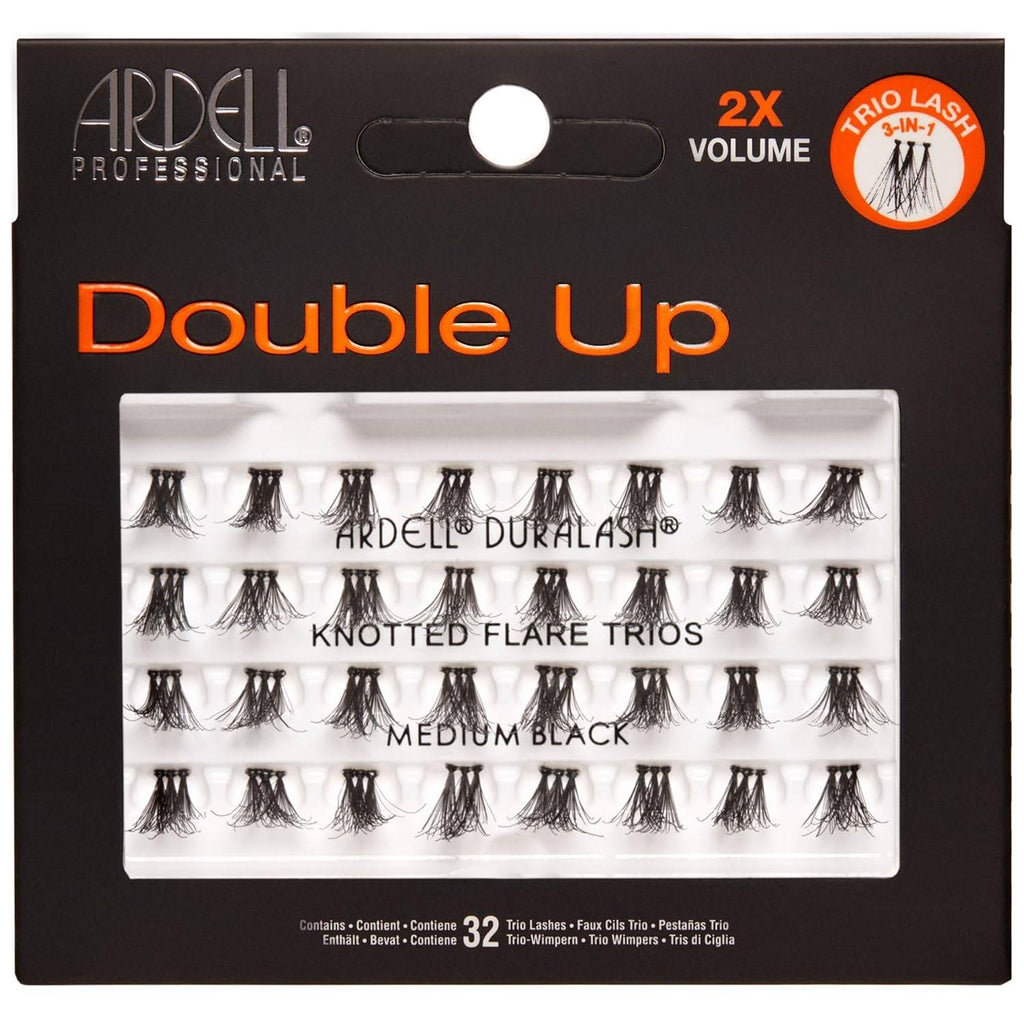 Ardell Double Up Knotted Flare Trios in Medium Black for professional eyelash enhancement