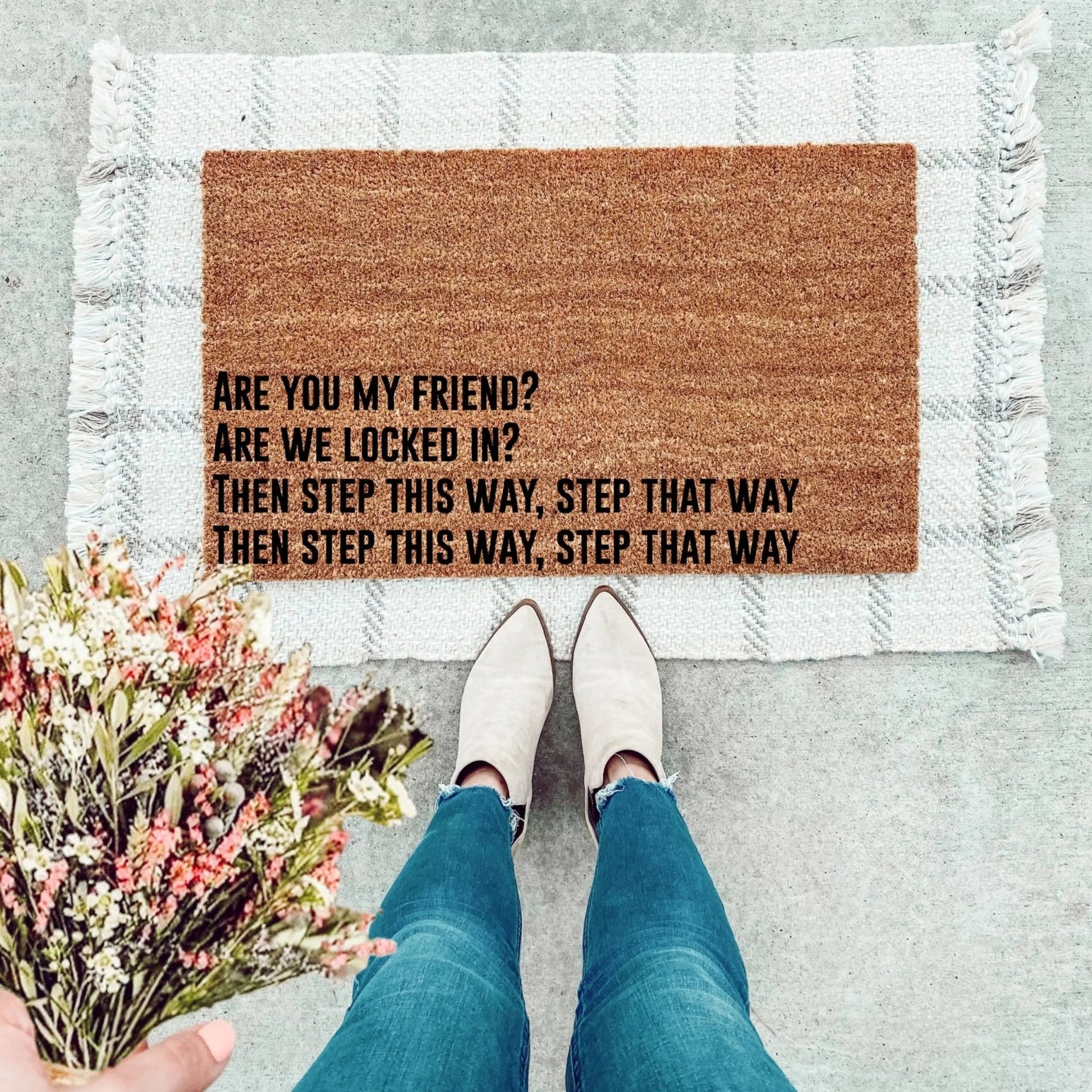 Kdot inspired decorative entryway doormat for plant lovers.