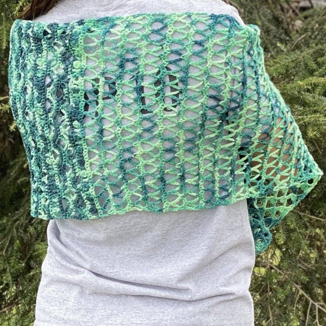 Ariel Shawl Crochet Pattern – Handcrafted Green and Teal