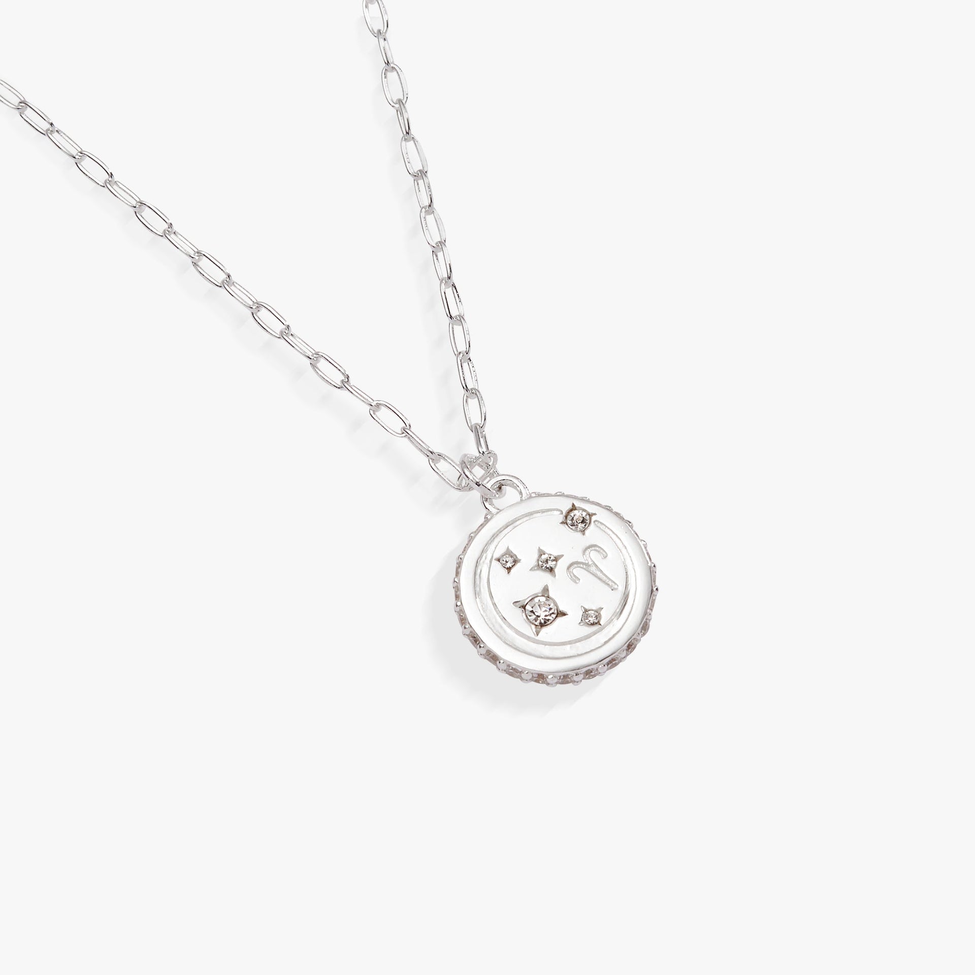 Aries Zodiac Necklace in Silver with Crystal Accents Minimalist