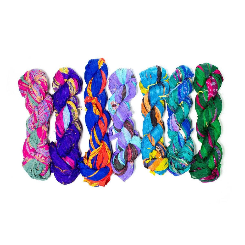 Arm Knit Chiffon Cowl DIY Kit – Vibrant Abstract Rainbow Scarf