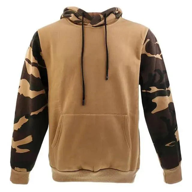 Men's Military Fleece Hoodie with Pocket Contrast Detail