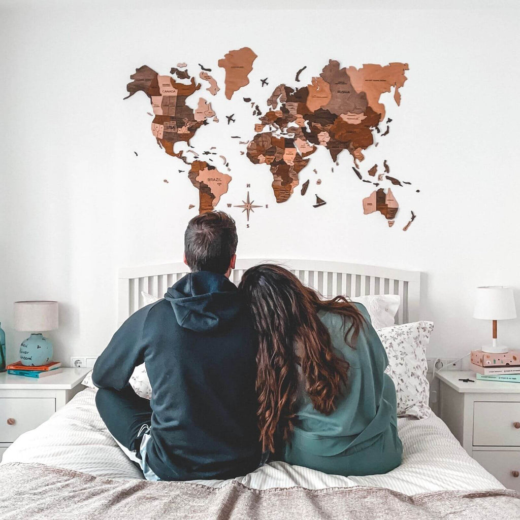 Decorative brown wall art with bohemian design style displayed in a living room.