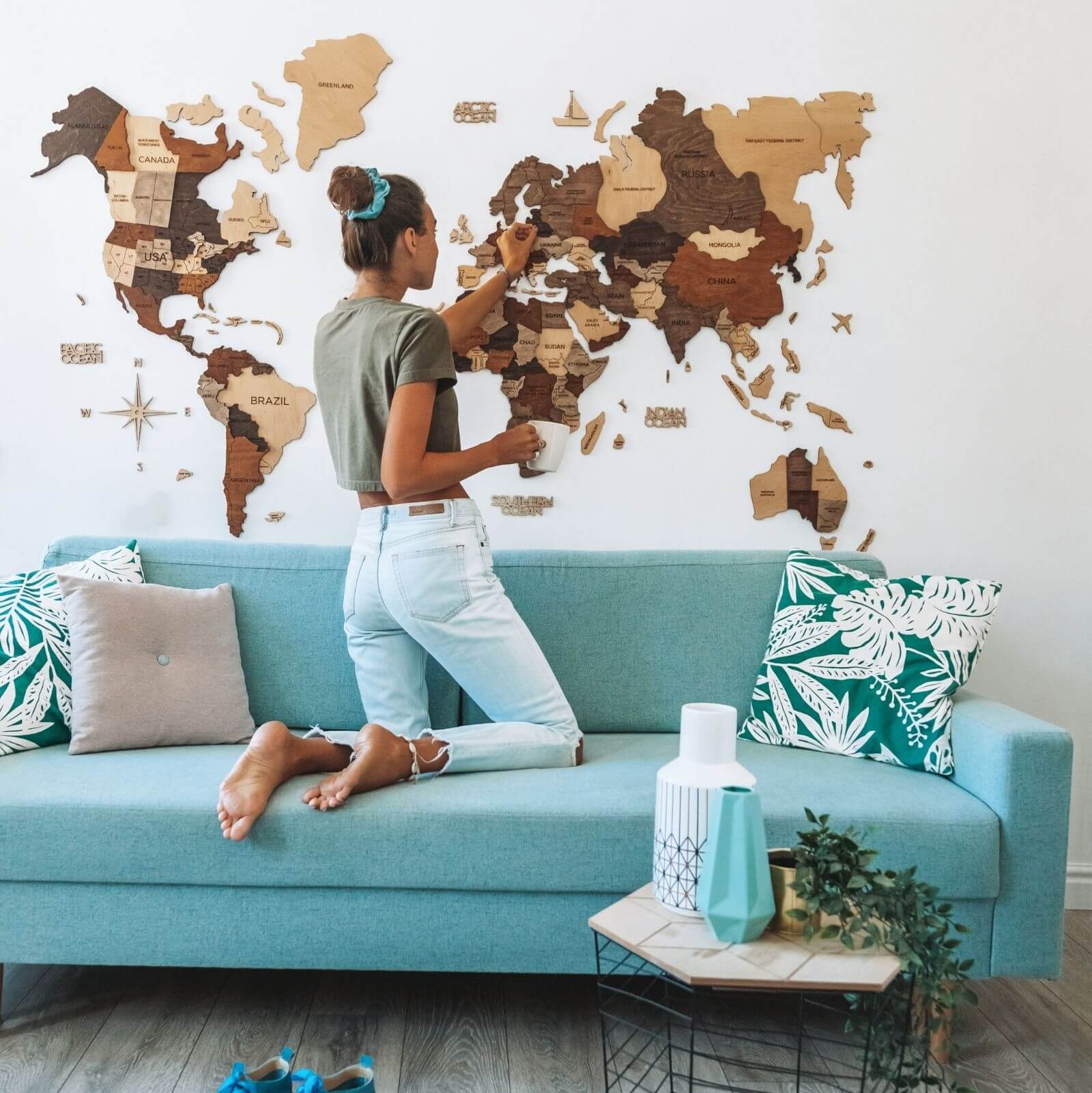 Modern Wooden Wall Art for Living Room Decor & Home Atmosphere
