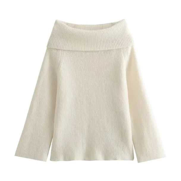 Women's Off-Shoulder Ribbed Knit Pullover Sweater - Image 8