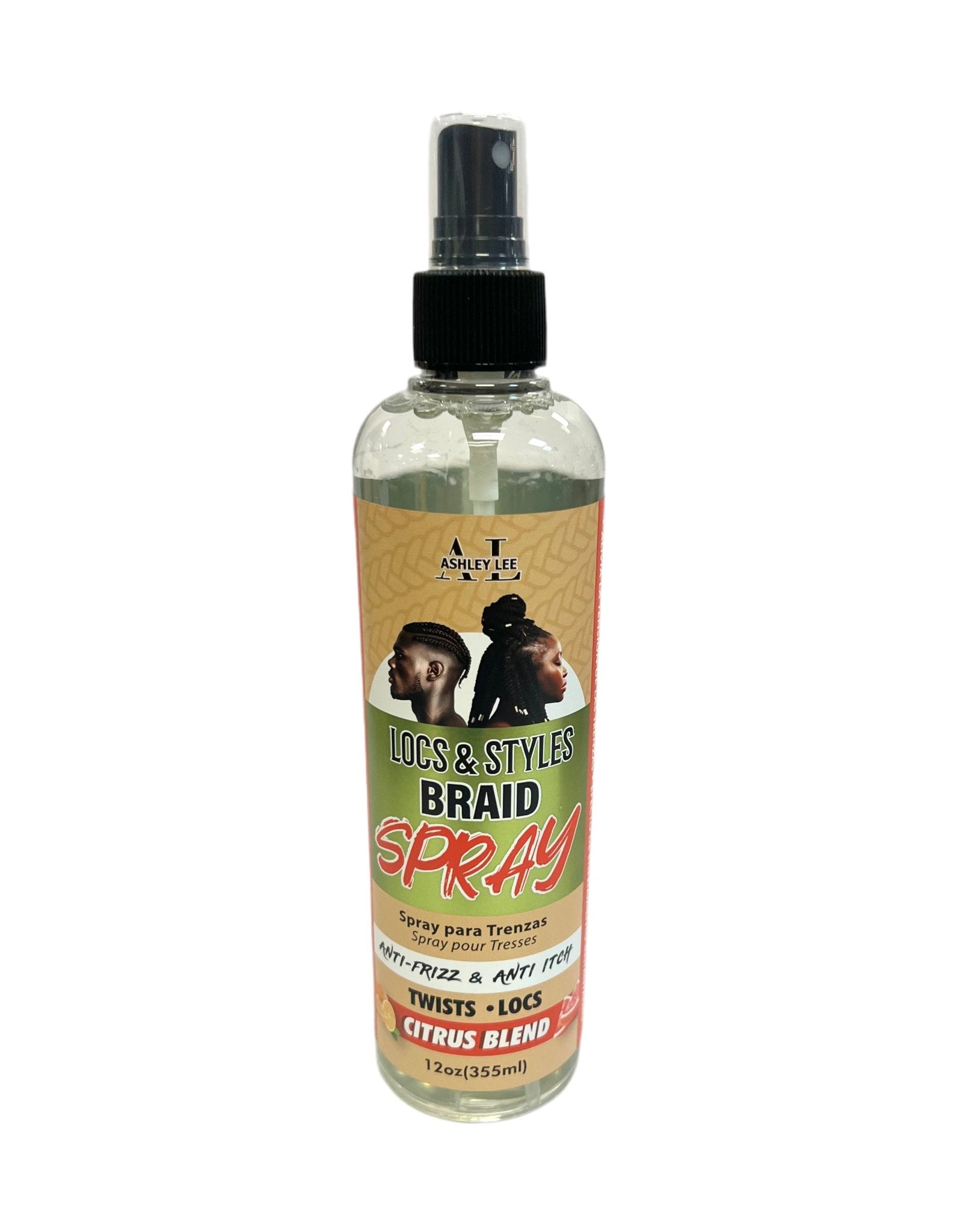 Bottle of Ashley Lee Locs & Styles Braid Spray Citrus Blend 12 fl oz
