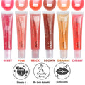 Ashley Lee Lip Oil tube in various shades including berry, pink, and cherry showing glossy finish