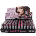 Close up of Ashley Lee Vue long lasting matte lipstick sticks in various bold and neutral shades