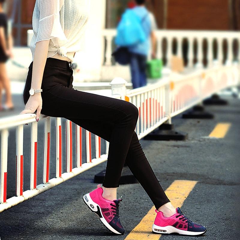 Women’s Breathable Mesh Platform Running Sneakers – Sporty Air Cushion