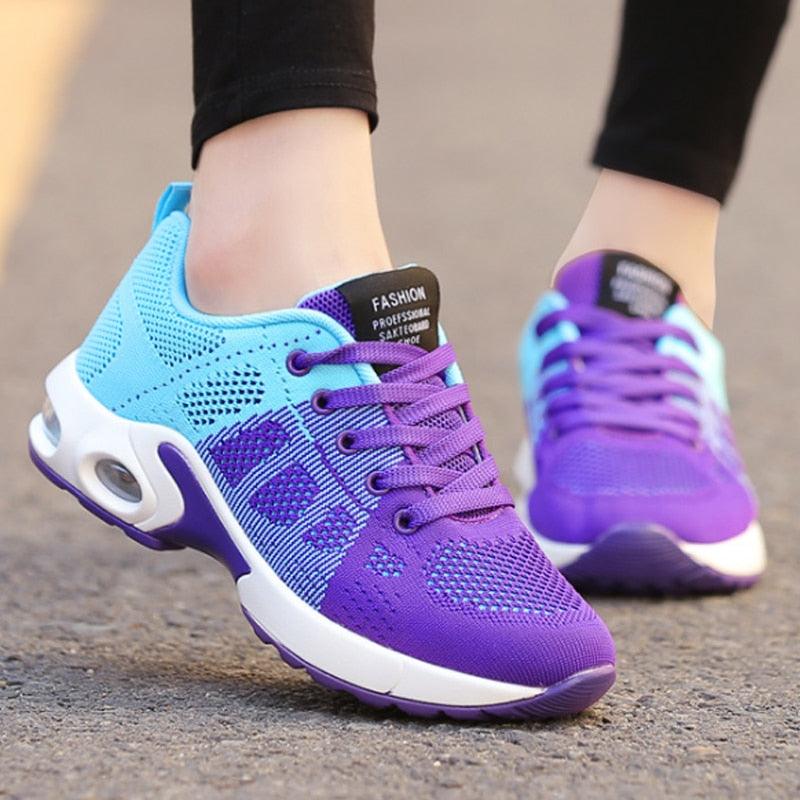Women’s Breathable Mesh Platform Running Sneakers – Sporty Air Cushion