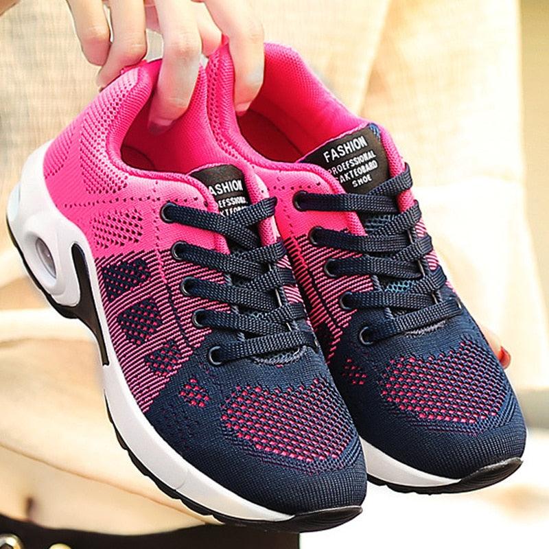 Women’s Breathable Mesh Platform Running Sneakers – Sporty Air Cushion